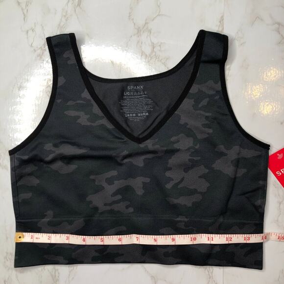 NWT Spanx Black Camo Lamn Activewear Athleisure Seamless Crop Top size L - Picture 5 of 7